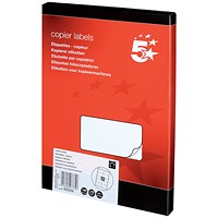 5 Star Laser and Inkjet Labels, 10 per Sheet, 105x58mm, White, 1000 Labels 5 Star Laser and Inkjet Labels, 10 per Sheet, 105x58mm, White, 1000 Labels