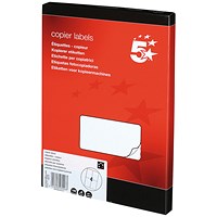 5 Star Laser and Inkjet Labels, 4 per Sheet, 105x148.5mm, White, 400 Labels 5 Star Laser and Inkjet Labels, 4 per Sheet, 105x148.5mm, White, 400 Labels