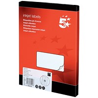 5 Star Inkjet Addressing Labels, 14 per Sheet, 99.1x38.1mm, White, 1400 Labels 5 Star Inkjet Addressing Labels, 14 per Sheet, 99.1x38.1mm, White, 1400 Labels