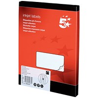 5 Star Inkjet Addressing Labels, 18 per Sheet, 63.5x46.6mm, White, 1800 Labels 5 Star Inkjet Addressing Labels, 18 per Sheet, 63.5x46.6mm, White, 1800 Labels