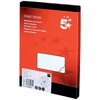 5 Star Inkjet Addressing Labels, 21 per Sheet, 63.5x38.1mm, White, 2100 Labels 5 Star Inkjet Addressing Labels, 21 per Sheet, 63.5x38.1mm, White, 2100 Labels