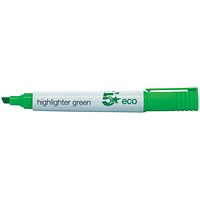 5 Star Eco Highlighters, Green, Pack of 10