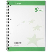 5 Star Eco Spiral Pad, A4, 4 Holes, Pack of 10