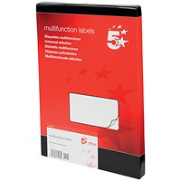 5 Star Inkjet and Laser Labels, 10 per Sheet, 99x57mm, White, 1000 Labels 5 Star Inkjet and Laser Labels, 10 per Sheet, 99x57mm, White, 1000 Labels