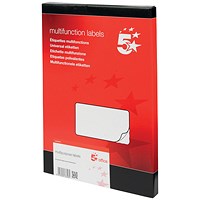 5 Star Laser and Inkjet Labels, 6 per Sheet, 99x93mm, White, 600 Labels 5 Star Laser and Inkjet Labels, 6 per Sheet, 99x93mm, White, 600 Labels