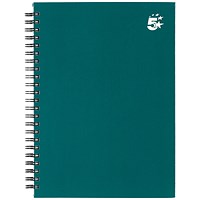 5 Star Hard Cover Wirebound Notebook, A5, Ruled, 140 Pages, Teal, Pack of 5