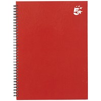 5 Star Hard Cover Wirebound Notebook, A4, Ruled, 140 Pages, Berry, Pack of 5 5 Star Hard Cover Wirebound Notebook, A4, Ruled, 140 Pages, Berry, Pack of 5