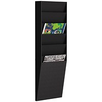 Fast Paper Wall-Mounted Document Panel, 6 x A4 Pockets, Black