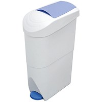 Pedal Operated Sanitay Bin, 20 Litre, White/Blue Pedal Operated Sanitay Bin, 20 Litre, White/Blue
