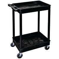 Multipurpose 2 70mm Deep Tray Trolley 150kg Capacity Black GI927L