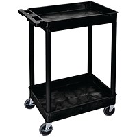 Multipurpose 2 Shelf Trolley with Uprights 136kg Capacity Black GI927L