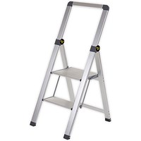 Climb-It Slim Aluminium Step Ladder with Handrail, 2 Tread, Silver