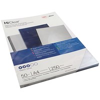 GBC Superclear Report Covers, 250 micron, Clear, A4, Pack of 50