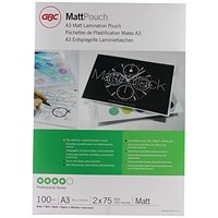 GBC A3 Laminating Pouches, 150 Microns, Matt, Pack of 100