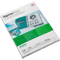 GBC A4 Laminating Pouches, 150 Microns, Glossy, Pack of 100