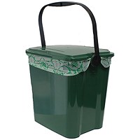 Kitchen Waste Caddy Bin, Recyclable Polypropylene, 7 Litre, Moss Green