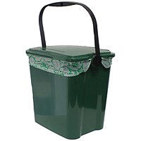 Kitchen Waste Caddy Bin, Recyclable Polypropylene, 10 Litre, Moss Green