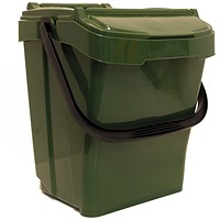Kitchen Waste Caddy Bin, Recyclable Polypropylene, 40 Litre, Moss Green