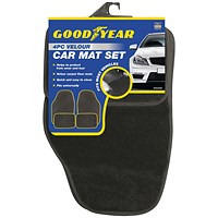 Goodyear 4 Piece Velour Car Mat Set Black