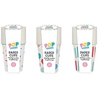Party Printed Paper Cups 275ml x20 Pack of 18
