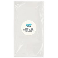 Linen Look Tablecloth 1200x1800mm White Pack of 18