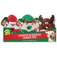 Christmas Crinkley/Squeaky Donut Pet Toy Pack of 12