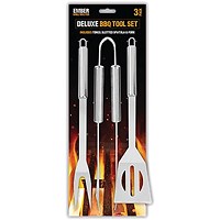 Deluxe BBQ Stainless Steel 3 Piece Tool Set Pack of 12