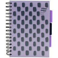 Europa Splash Project Book, A5, Ruled & Perforated, 200 Pages, Purple, Pack of 3