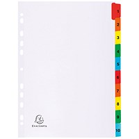 Guildhall Mylar Index Coloured Tabs 1-10 A4 White