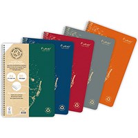 Forever Recycled Wirebound Notebook, A4, Ruled & Perforated, 120 Pages, Assorted Pack of 5