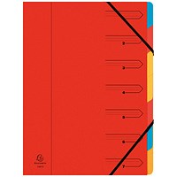 Exacompta A4 Elasticated Organiser Files, 7-Part, Red