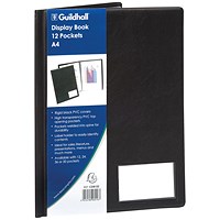 Guildhall A4 Display Book, 12 Pockets, Black