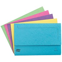 Exacompta Pocket File Wallets, 265gsm, Foolscap, Assorted, Pack of 25