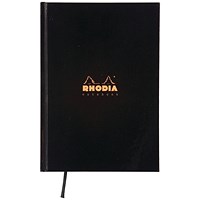 Rhodia Casebound Business Notebook, A5, Ruled, 192 Pages, Black, Pack of 3