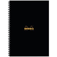 Rhodia Wirebound Business Notebook, A4, Ruled & Perforated, 160 Pages, Black, Pack of 3