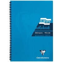 Europa Notebook, A4, Ruled & Perforated, 180 Pages,Turquoise, Pack of 5