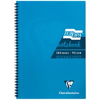 Europa Notebook, A5, Ruled & Perforated, 180 Pages, Turquoise, Pack of 5