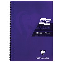 Clairefontaine Europa Notebook 180 Pages A5 Purple (Pack of 5)