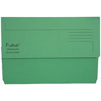 Exacompta Forever Document Wallets, 300gsm, Foolscap, Green, Pack of 25