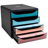 Exacompta Skandi Big Box Recycled 4 Drawer Set, Multicoloured
