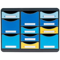 Exacompta Bee Blue Store Box Recycled 11 Drawers Set, Multi-Coloured