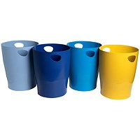 Exacompta Bee Blue Recycled Ecobin, 15 Litres, Assorted, Pack of 8