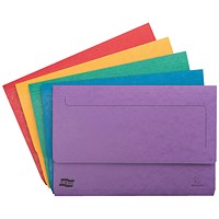 Exacompta Pocket Document Wallets, 265gsm, Foolscap, Assorted, Pack of 25
