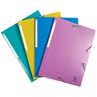 Exacompta Forever Young 3 Flap Folder PP Elasticated A4 Assorted (Pack of 4)