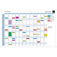 Exacompta Magnetic Drywipe Perpetual Year Planner, Mounted, 900x590mm
