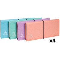 Exacompta Aquarel Expanding Pocket Organiser 26x13cm Assorted (Pack of 4)
