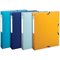 Exacompta Bee Blue Recycled Box File, 40mm Spine, A4, Assorted, Pack of 8