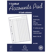 Guildhall 6-Column Cash Account Pad A4 GP6