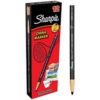 Sharpie China Wax Marker Pencil, Black, Pack of 12