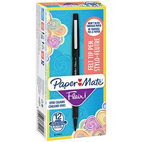 Paper Mate Fine Line Marker, 0.8mm Line, Black, Pack of 12